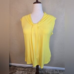 Dana Buchman Yellow Sleeveless Twist-Neck Top XL 6401